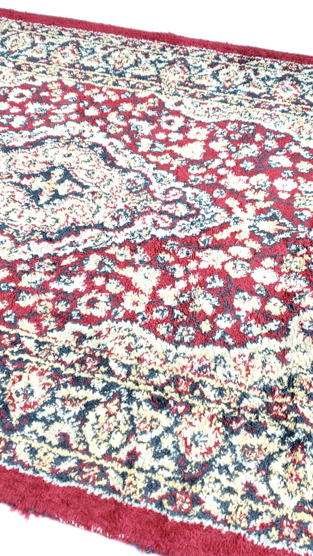 Vintage Indian Style Red and Cream Area Rug 36" x 18" - 4