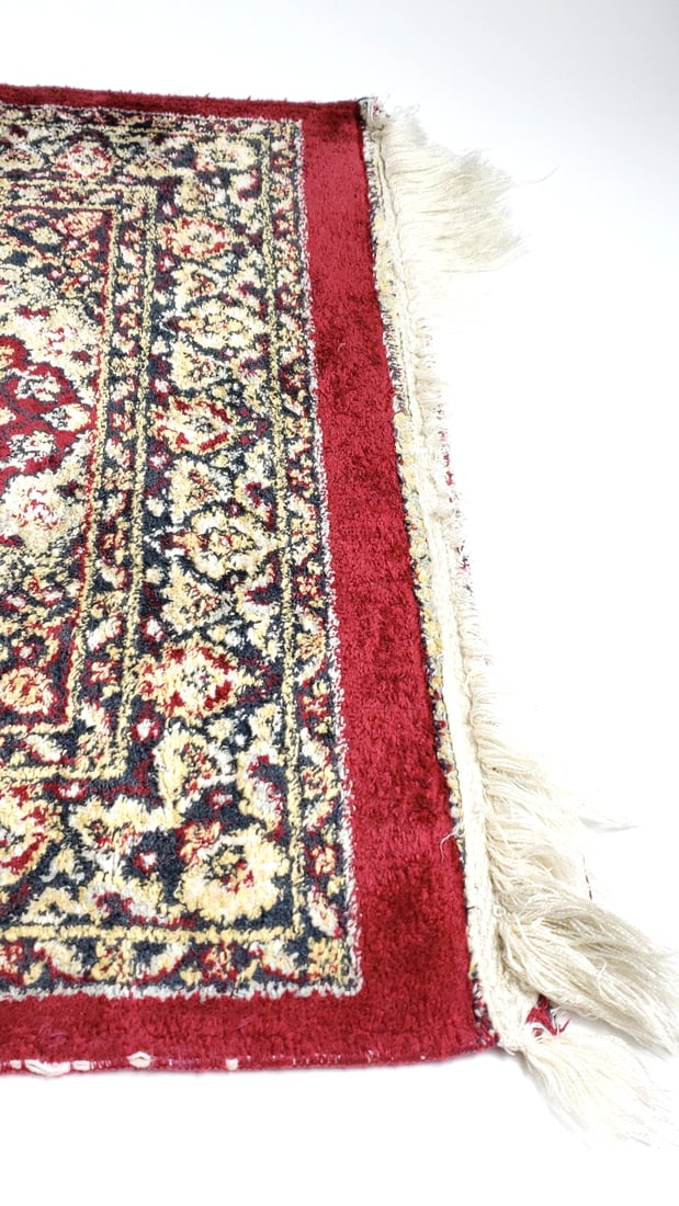 Vintage Indian Style Red and Cream Area Rug 36" x 18" - 5
