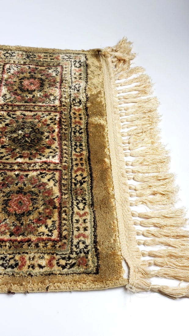 Ornate Persian-Style Prayer Rug with Fringe Trim 36" x 19" [2] - 6