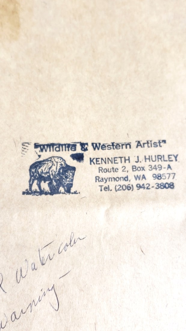 Framed Watercolor Bull Skull Art by Kenneth J Hurley, 1974 - 8