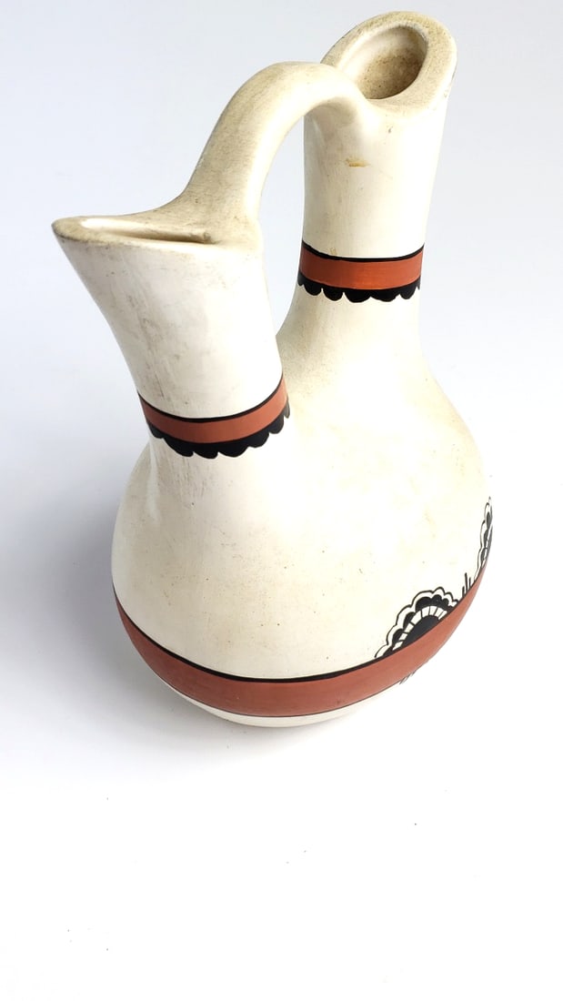 Kwahu Pottery Ceramic Double-Spout Wedding Vase 10" - 6