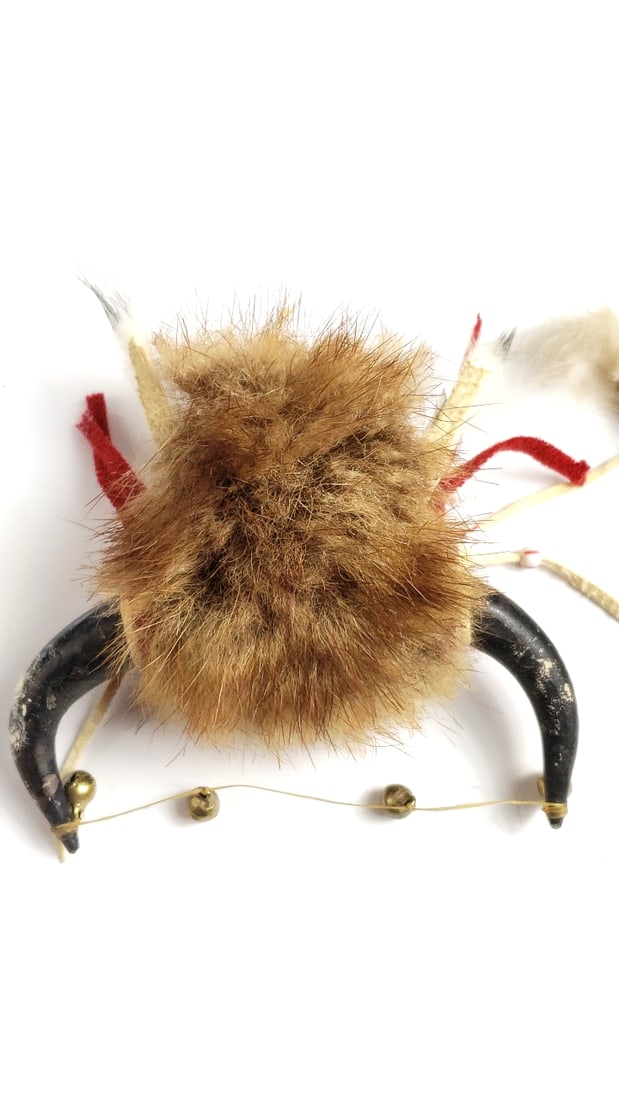 Native American Style Bull and Spirit Headdresses on Wood Stands - 6