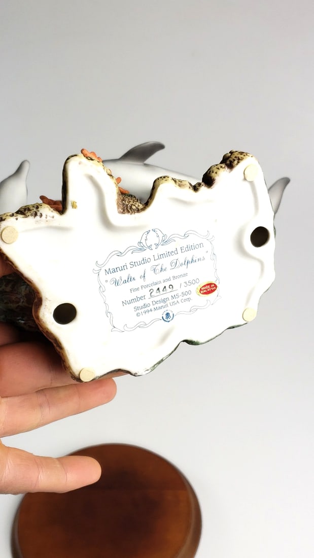 Maruri Studio "Waltz of The Dolphins" Porcelain and Bronze Figure, Limited Edition #2449/3500 - 12" - 10