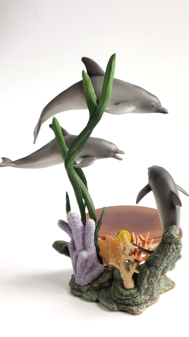 Maruri Studio "Waltz of The Dolphins" Porcelain and Bronze Figure, Limited Edition #2449/3500 - 12" - 5