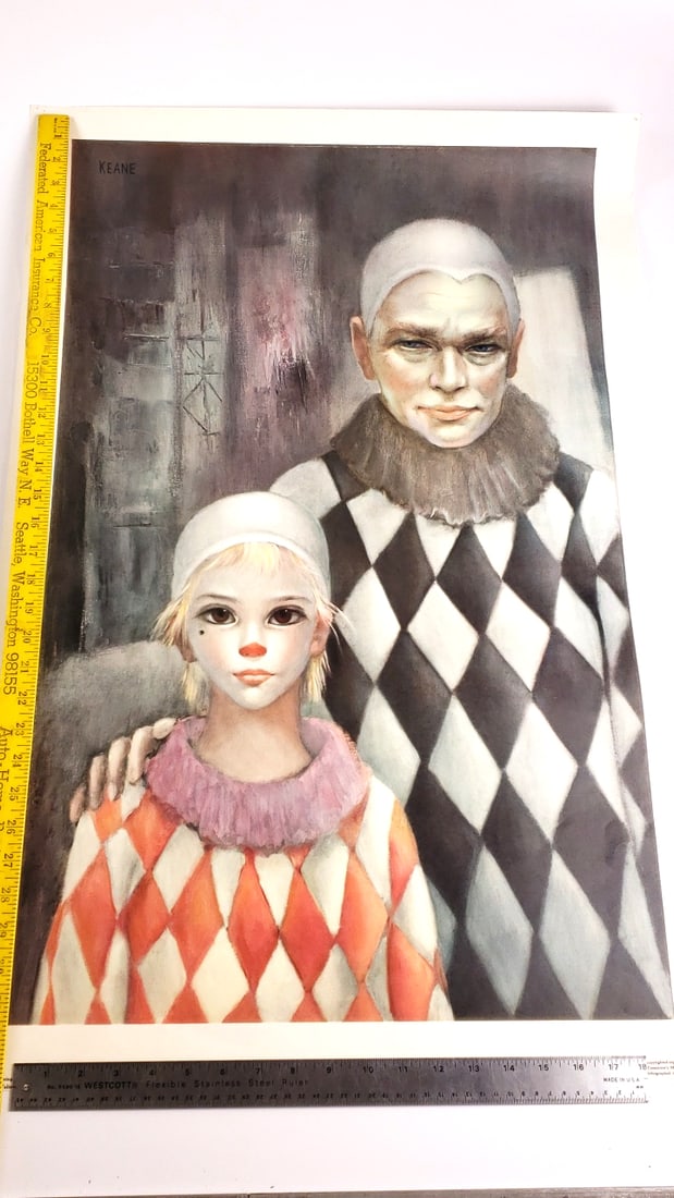 Walter Keane "Back Stage" Harlequin Art Print Poster 35" x 22" - 7
