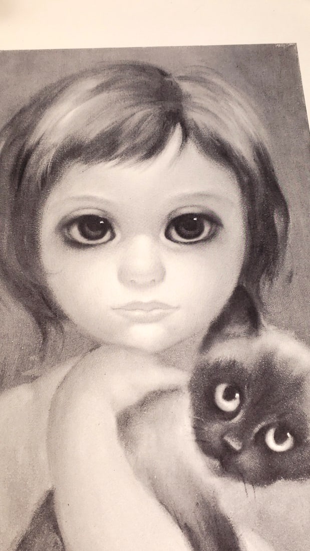 Walter Keane "My Kitty" Lithograph Print Repro, 1960: Good, comes rolled up Low Estimate: 50 Width: 1 Height: 12 High Estimate: 200
