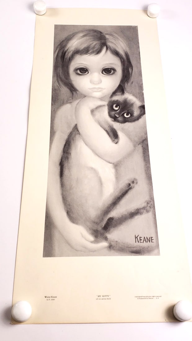 Walter Keane "My Kitty" Lithograph Print Repro, 1960 - 3