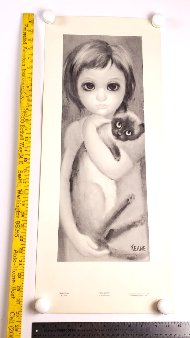 Walter Keane "My Kitty" Lithograph Print Repro, 1960 - 7