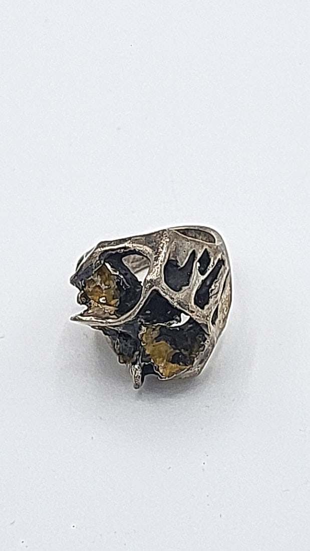 Vintage Brutalist Style Sterling Silver Ring 16.52g Size 6.5 - 2