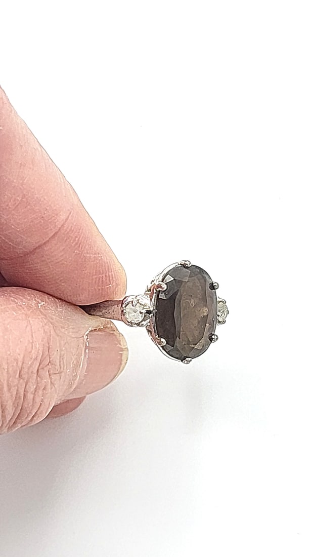 Vintage Mexico Silver Pendant Purple.Stone And Thailand Sterling Gray Stone Ring - 7