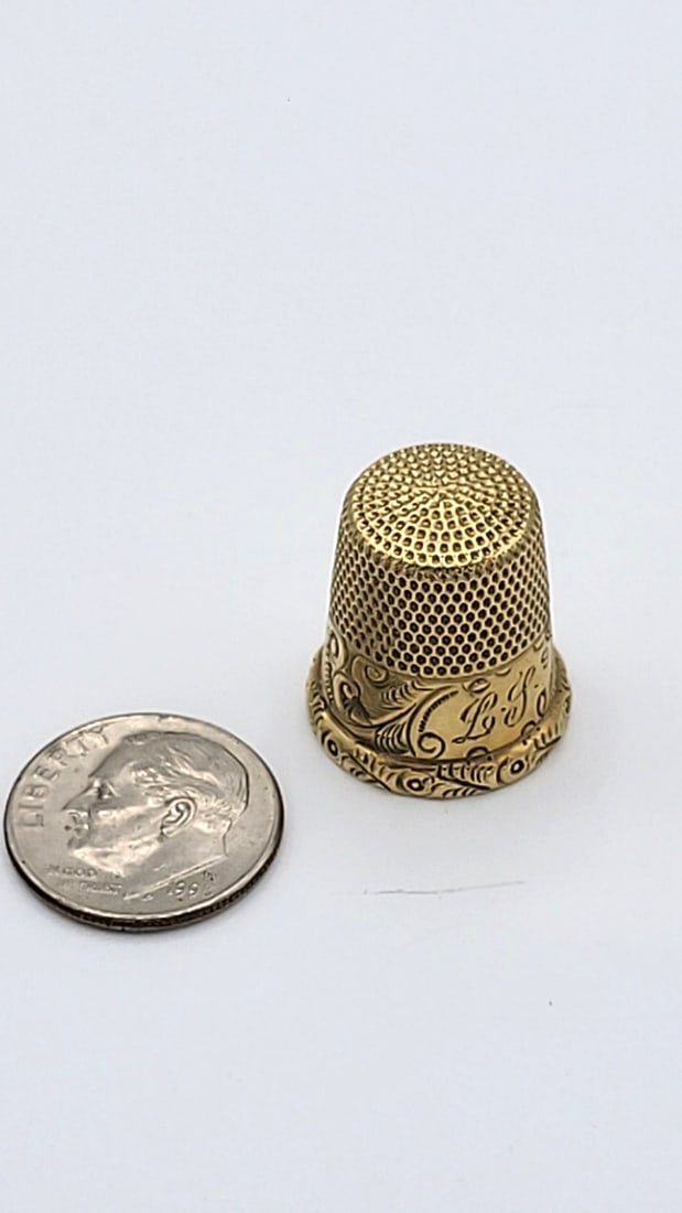 Antique 10k Gold Mkd Ketcham & Mcdougal Thimble 3.41g - 9