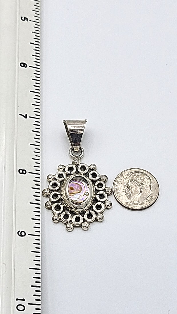 Sterling Silver Pendant Abalone Center 11.49g - 2