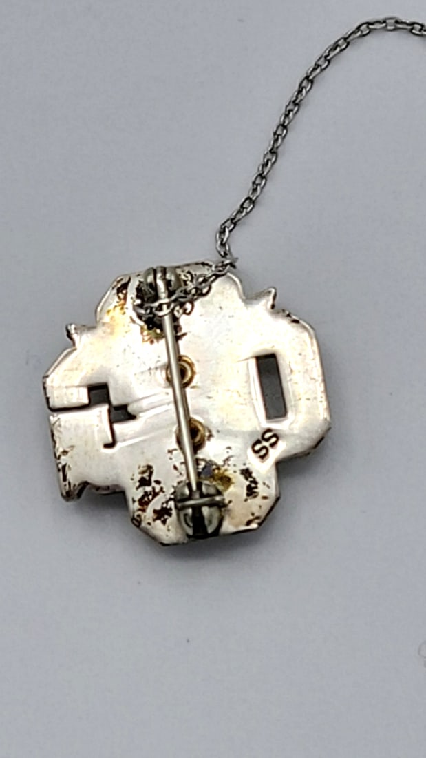Sterling Silver Coastguard Academy Sweetheart Pin With Pearls And Chain, 60th Anniversary Edition - 4