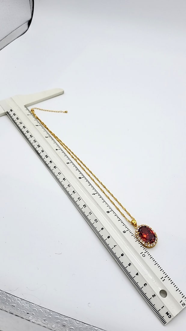 Stauer Sterling Silver With Gold Tone Overlay Red And Clear Stones Pendant - 7