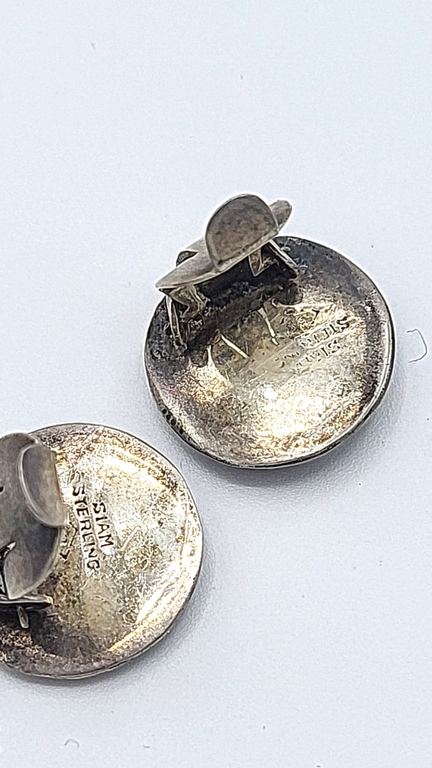 Antique Niello Syerling Silver Siam Jewelry Dancer Motifs 31.59g - 6