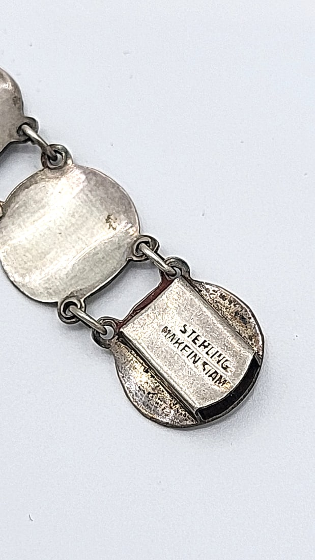 Antique Niello Syerling Silver Siam Jewelry Dancer Motifs 31.59g - 9