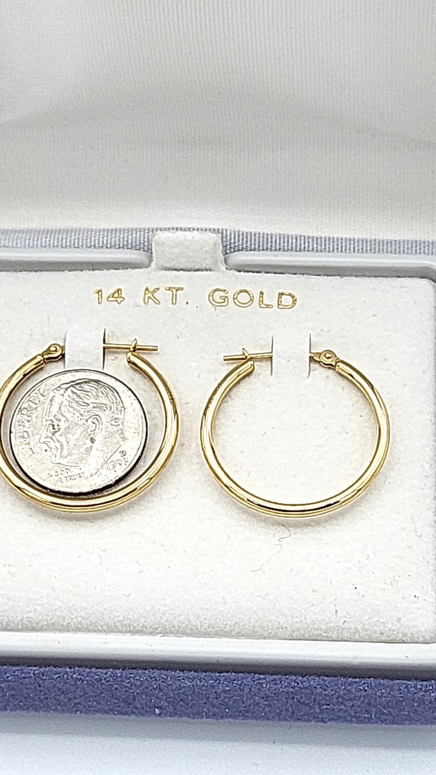 14k Gold Hoop Earrings Pc Israel 1.11g - 2