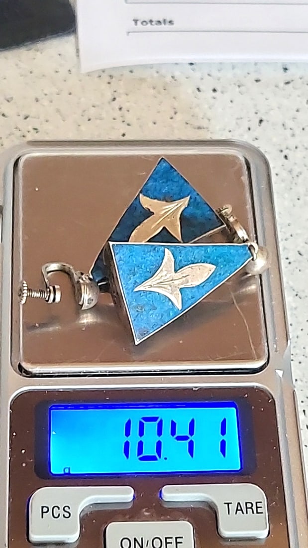 Vintage Mexico Sterling Silver & Blue Stone Screw-back Earrings 10.41g - 7