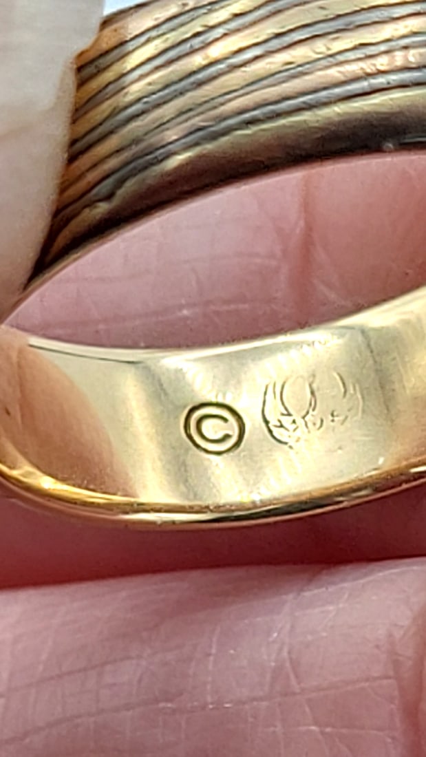 14k Gold Unmarked Mokume Gane Tree Bark Ring 5.55g Size 8.25 - 7