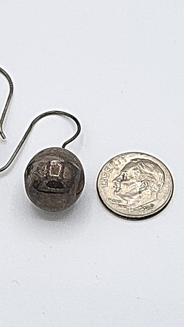 Sterliing Silver Spherical Dangle Earrings - 2