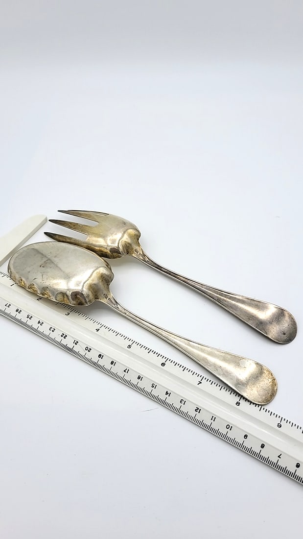 Antique Whiting 1800's Sterling Silver Fork And Spoon Monoram 112g - 7