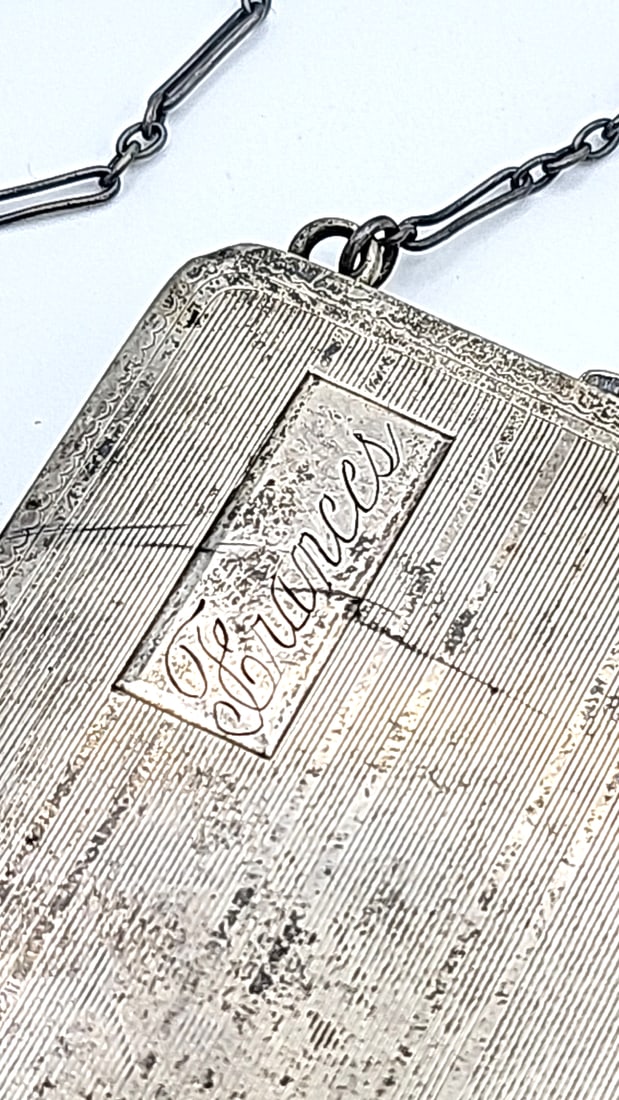 Antique Sterling Silver Elgin Mfg Wristlet Vanity Money Case With Monogram 98.86g - 2