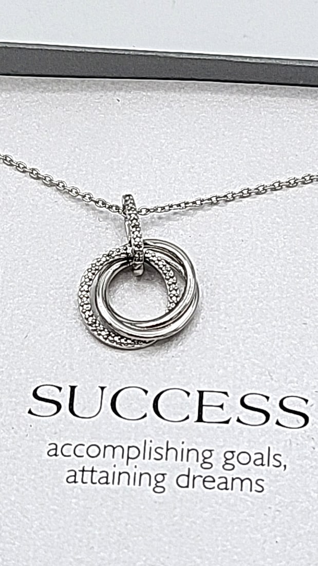 Sterling Silver Genuine Diamond Necklace With 18" Adjustable Chain - 2