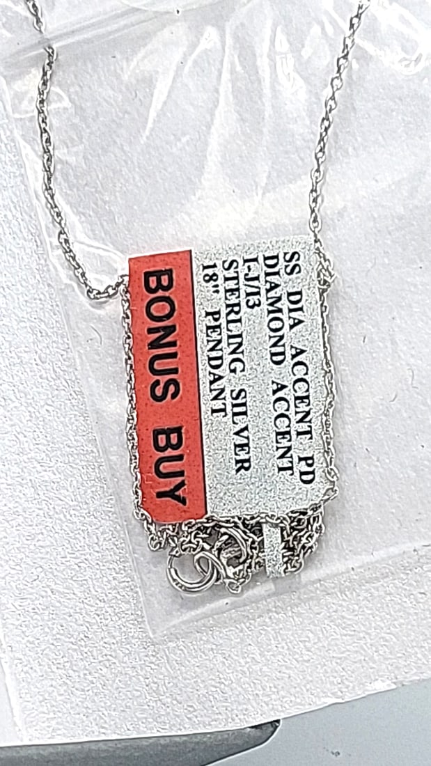 Sterling Silver Genuine Diamond Necklace With 18" Adjustable Chain - 4