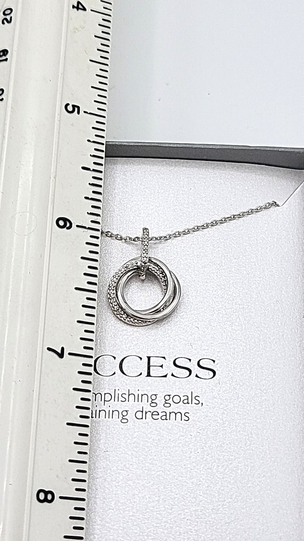 Sterling Silver Genuine Diamond Necklace With 18" Adjustable Chain - 8