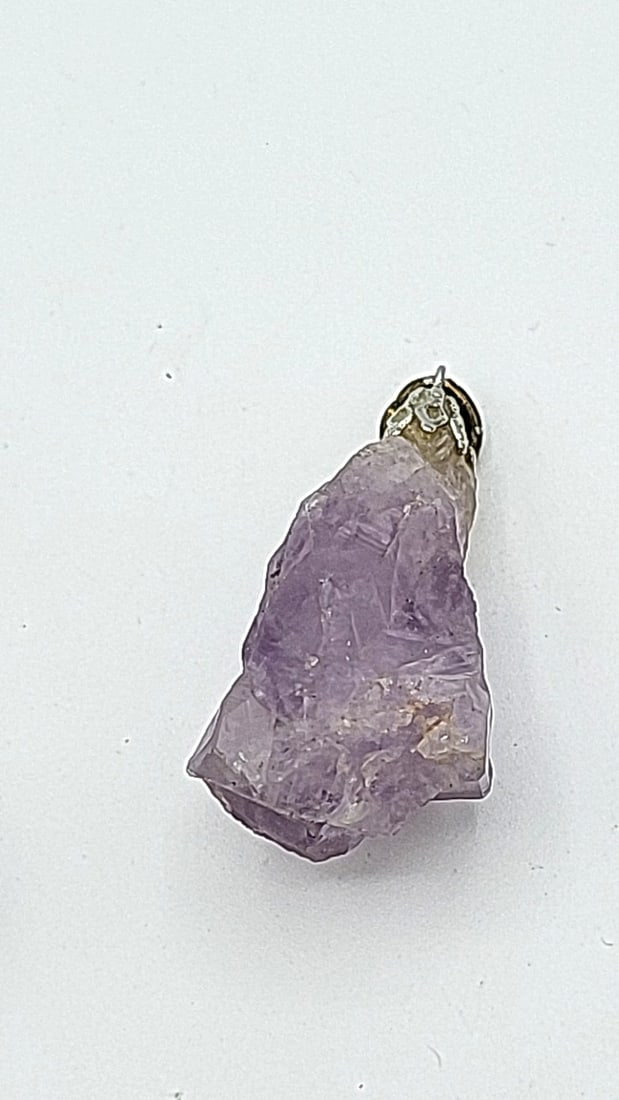 Antique Carved Amethyst And Sterling Bracelet 7.25" And Pendant - 7