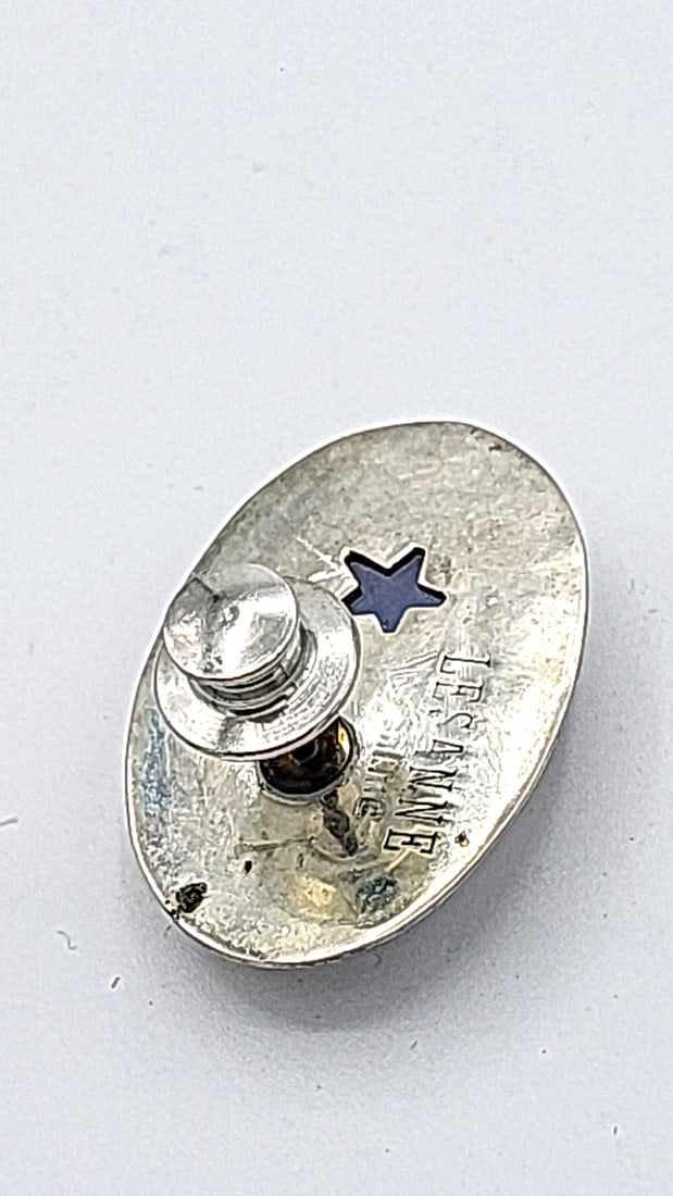 Lesanne Sterling Silver Oval Blue Stone Pin - 4