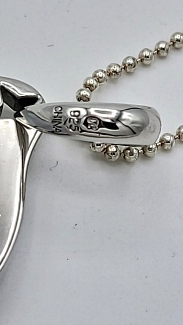 Sterling Silver New Moon Abalone Shell Pendant And Sterling Chain 24g - 5
