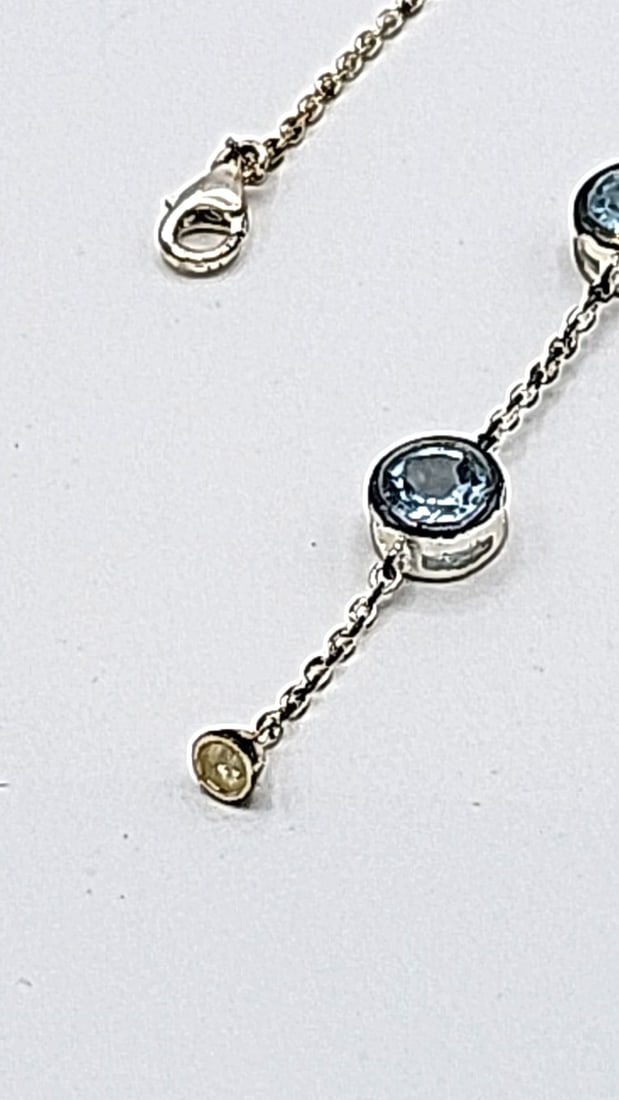 Sterling Silver Chain With Blue Gemstones 6.05g - 2