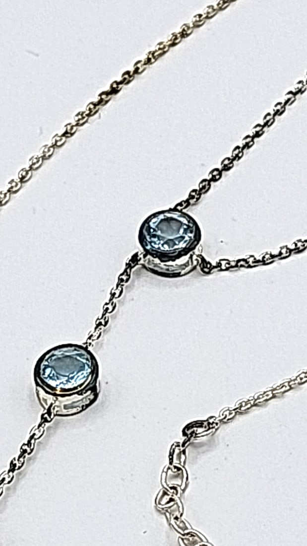 Sterling Silver Chain With Blue Gemstones 6.05g - 3