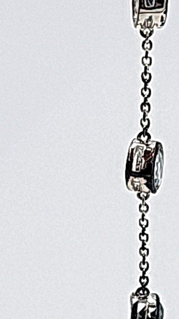 Sterling Silver Chain With Blue Gemstones 6.05g - 4