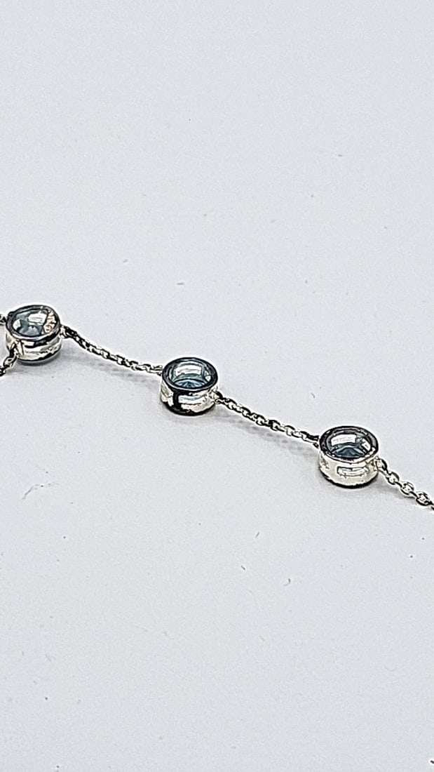 Sterling Silver Chain With Blue Gemstones 6.05g - 5