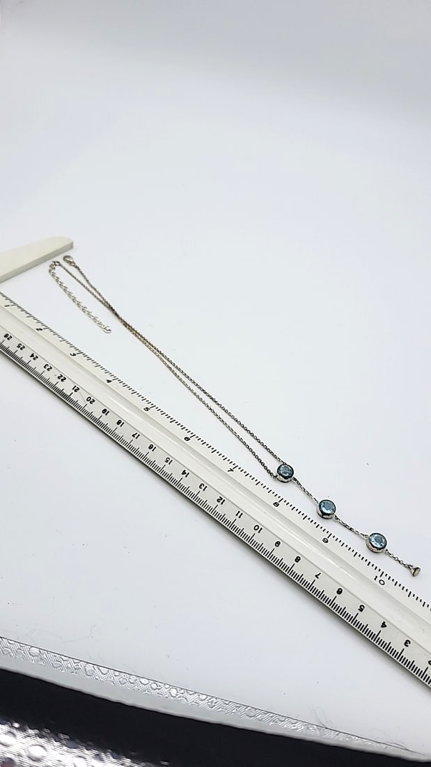 Sterling Silver Chain With Blue Gemstones 6.05g - 7