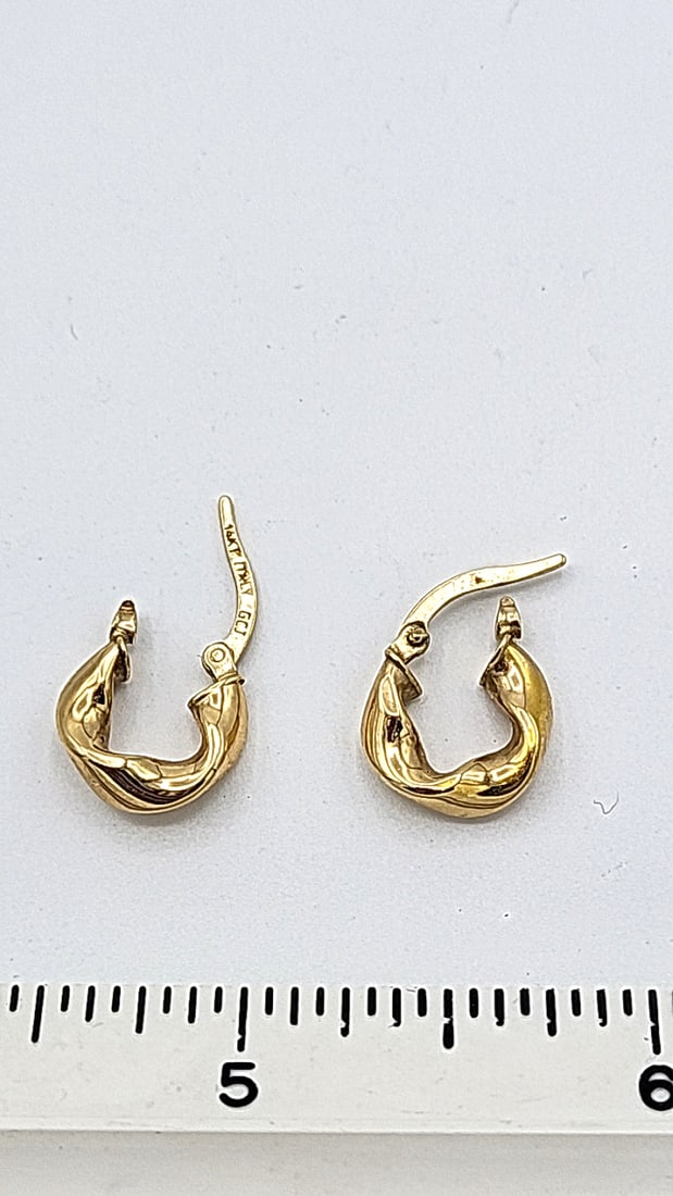 14k Gold Gcj Jessup Italy Hoop Earrings 1.12g - 7