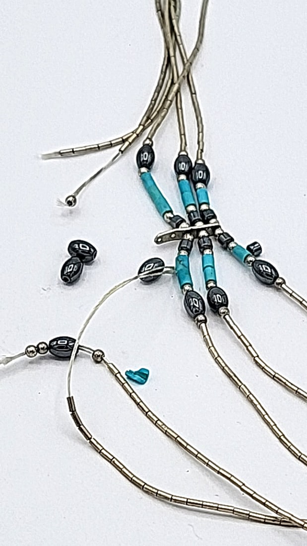 Multistrand Liquid Silver Necklace With Beads - 2 Strands Broken - 2