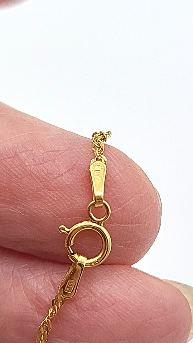 14k Gold Key Pendant Chain Necklace 1.93g - 7