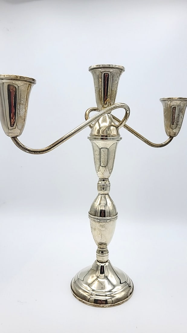 Raimond Sterling Weighted 3-light Convertible Candelabra: 12x10x6 5 lb Height: 10 Width: 6 Low Estimate: 30.00 High Estimate: 300.00