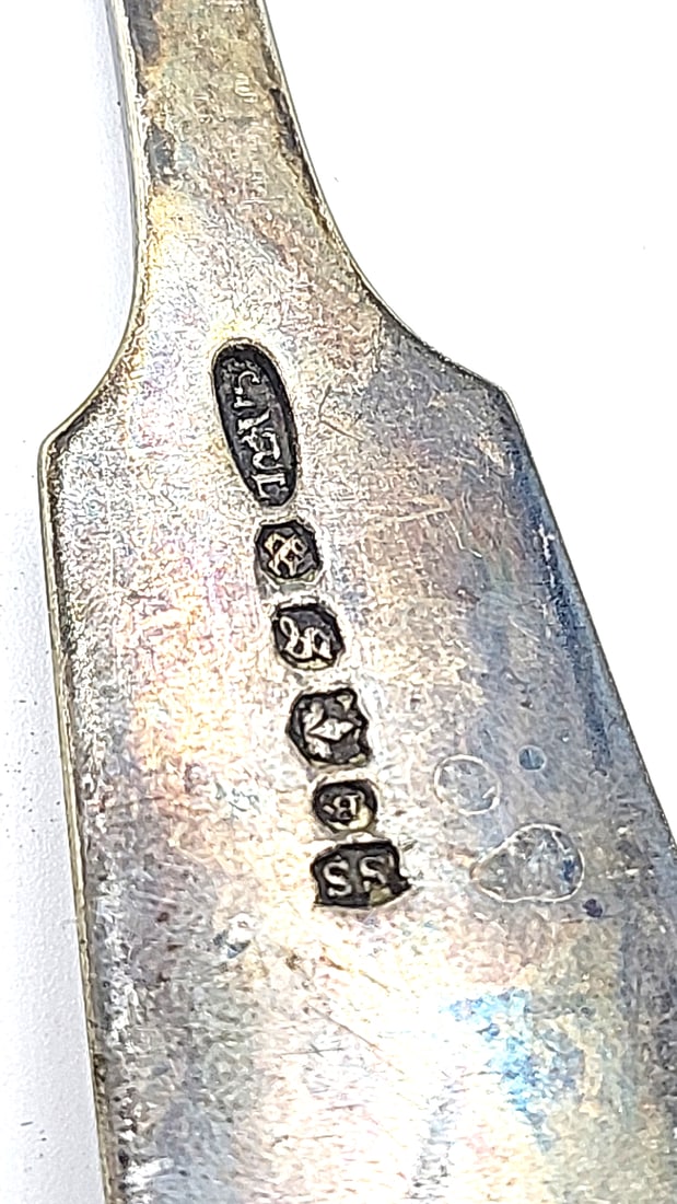 Unidentified Hallmarked White Metal Fiddle Pattern Serving Spoons 158g - 2