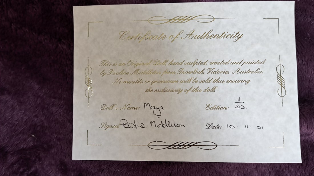 Pauline Middleton Maya 11/20 Artist Made Porcelain With Teddy Bear & Coa - 7