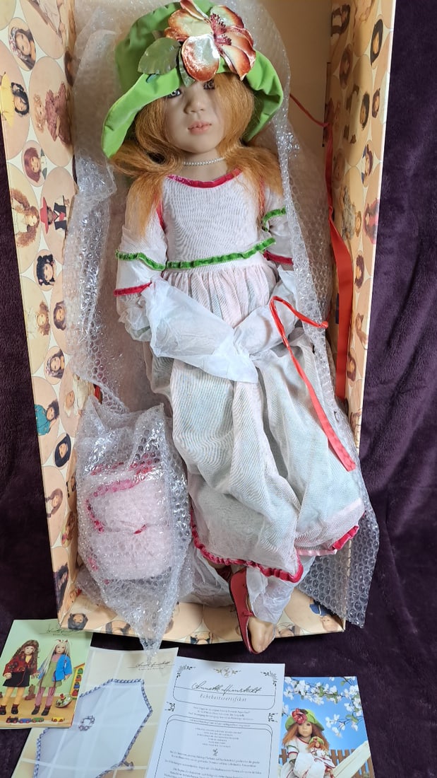 Annette Hiimstedt Mirte 1999 Collectible Doll With Box And Coa: Please read descriptions and examine pictures carefully. Take into account shipping when bidding. 37x16x10 15lbs Height: 16 Width: 10 Low Estimate: 200.00 High Estimate: 500.00