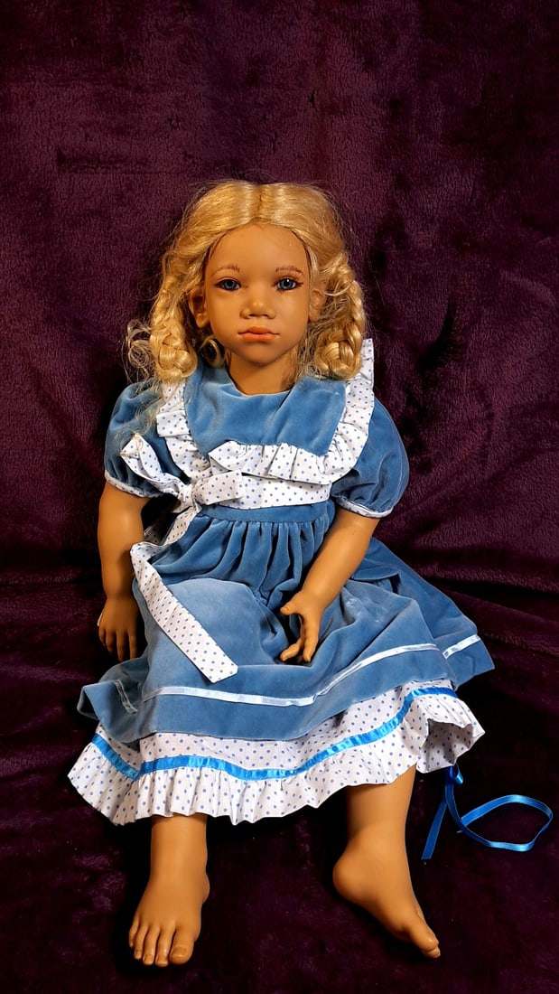 Annette Himstedt Alke Doll With Box: Please read descriptions and examine pictures carefully. Take into account shipping when bidding. 15x36x12 15lbs Height: 36 Width: 12 Low Estimate: 50.00 High Estimate: 350.00