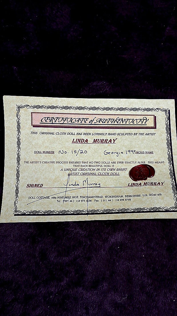 Linda Murray Georgia Cloth Doll Artist Made 15/20 With Coa And Box - 9