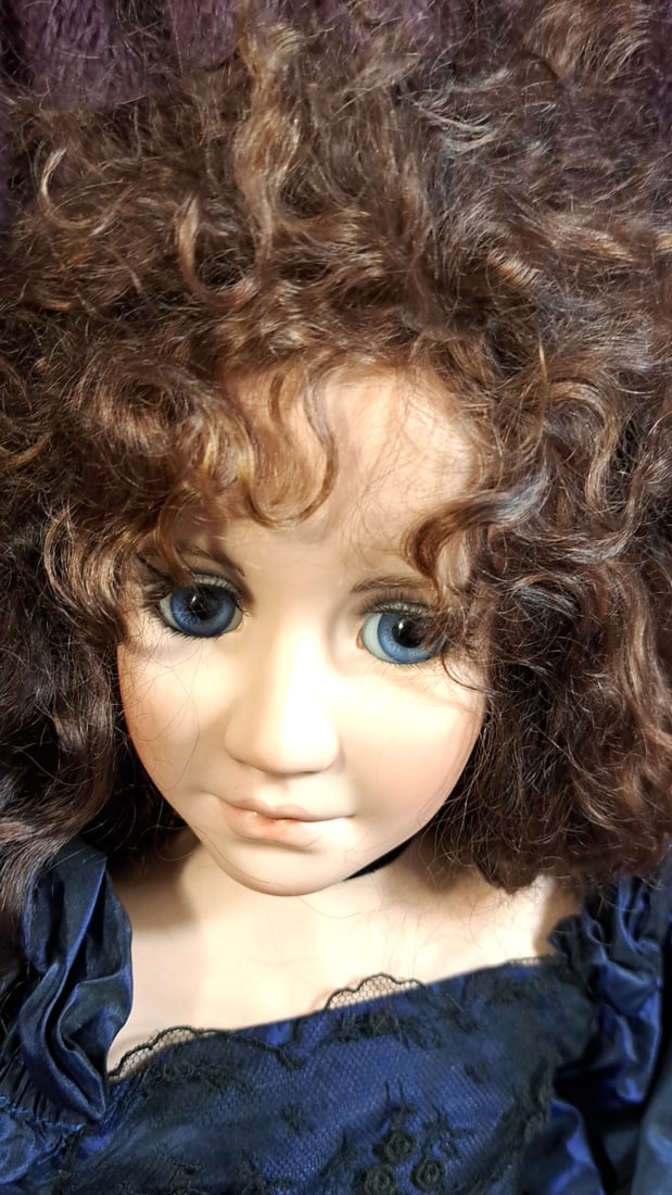 Karen Anderson Blanford Alisha Porcelain Doll 4/10 With Midnight Blue Headpiece - 2