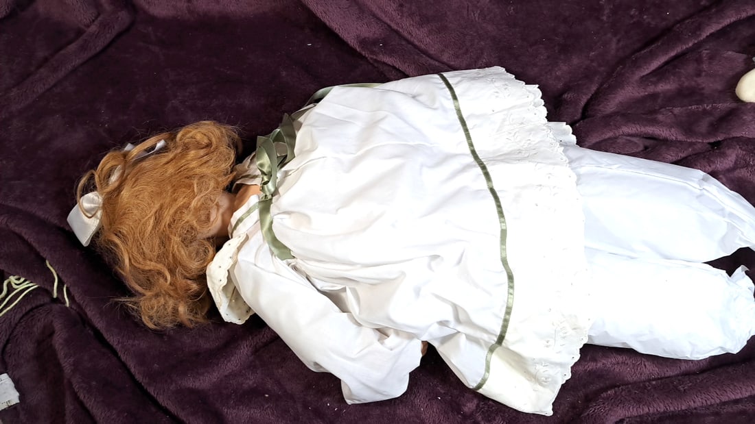 Gaby Rademann Einzelstleck Porcelain Doll With Stuffed Rabbit - 8