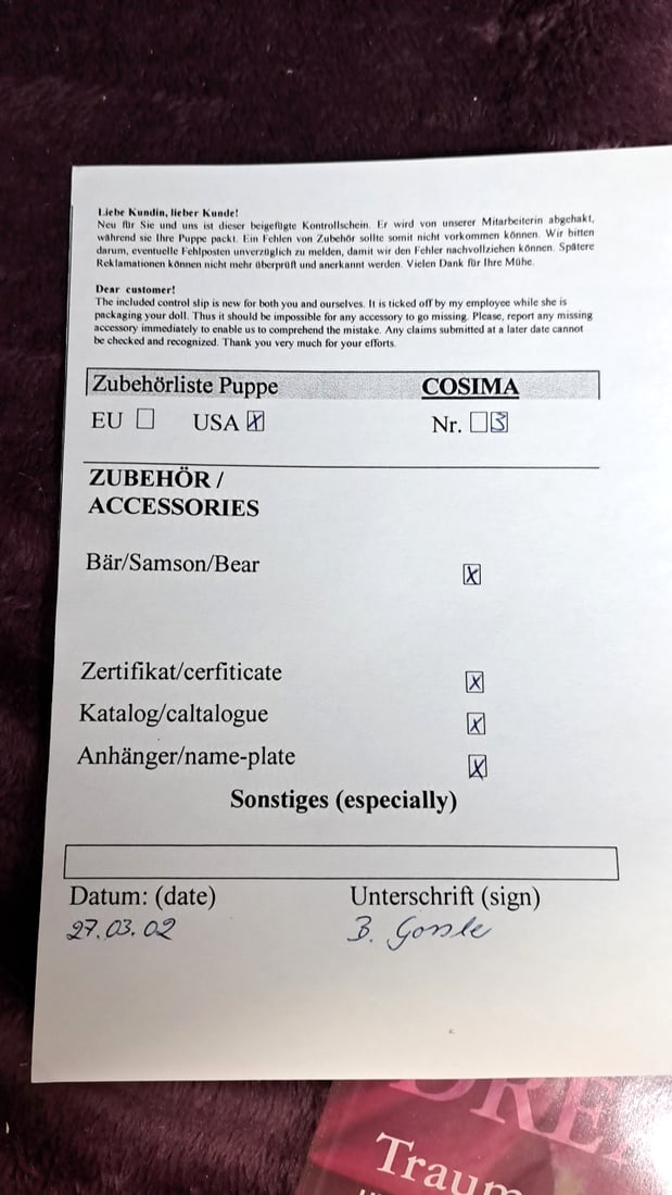 Hildegard Gunzel Cosmina & Samson Wax Over Porcelain Doll With Bear And Box And Coa - 16
