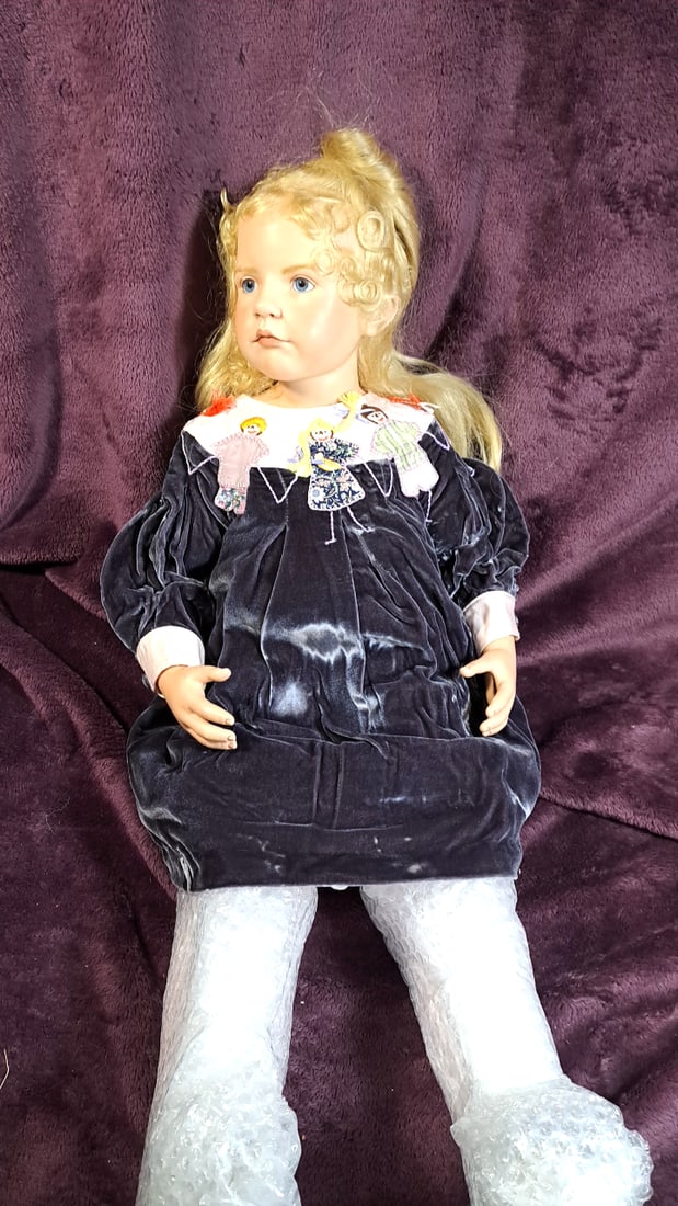 Hildegard Gunzel Cletestine Wax On Porcelain Doll With Mini Doll & Hat & Box With Coa - 5